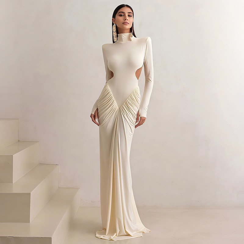Maxi Dress Halter - Damska sukienka maxi bez pleców z