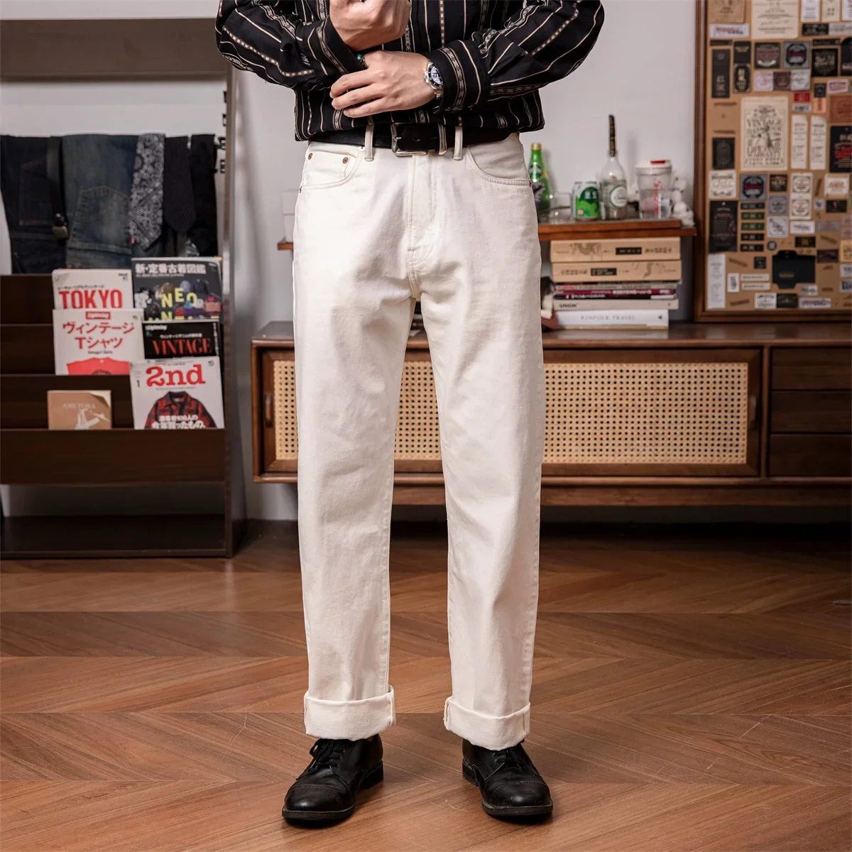 Levis Jeans 501 - Czerwony Tornado 55501 Białe, luźne, proste